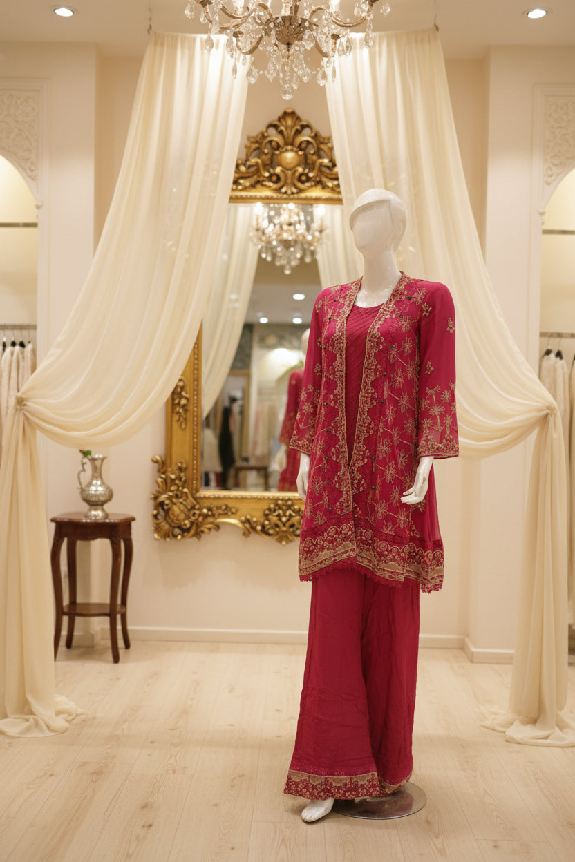 Embroidered Party wear traditional fancy dress with complete finish