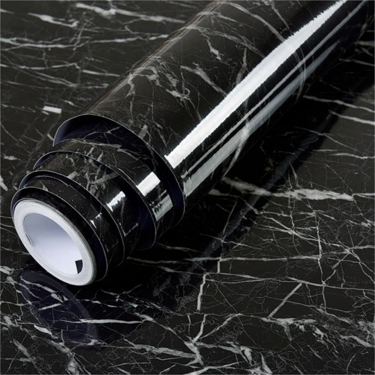 Self Adhesive Black / White Marble Sheet for Kitchen - Anti Oil and Heat Resistant Wallpaper