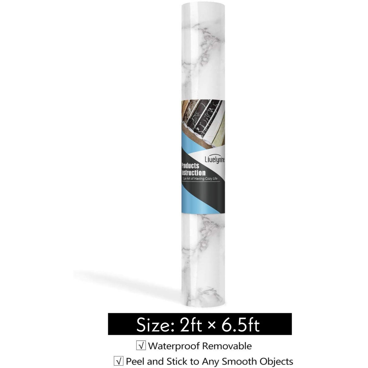 Self Adhesive Black / White Marble Sheet for Kitchen - Anti Oil and Heat Resistant Wallpaper