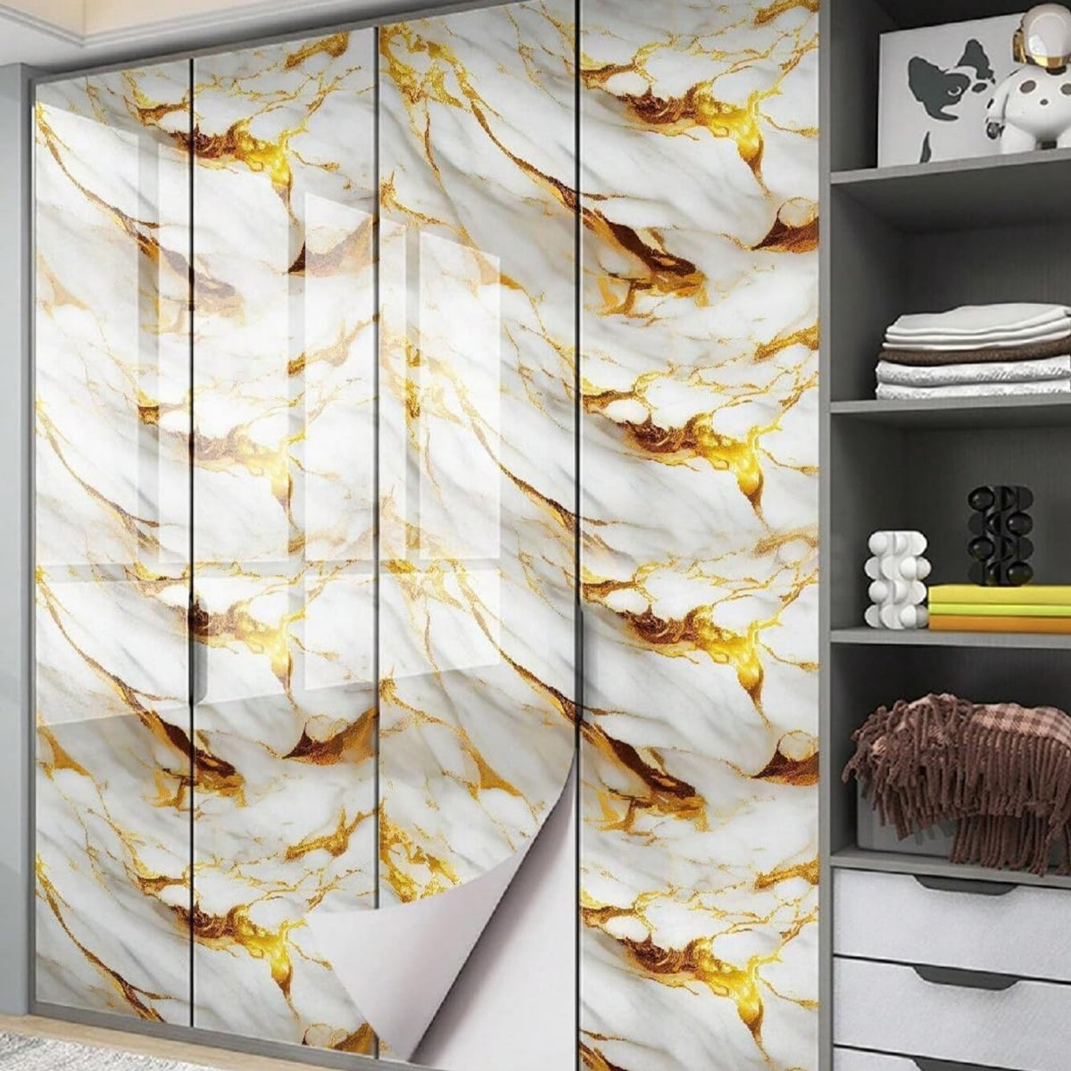 Self Adhesive Black / White Marble Sheet for Kitchen - Anti Oil and Heat Resistant Wallpaper