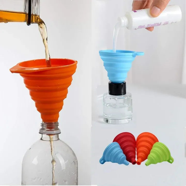 Silicone Collapsible Funnel ,Flexible-Foldable-Cooking-Food-Grade Funnels for Filling Small or Mini Bottles