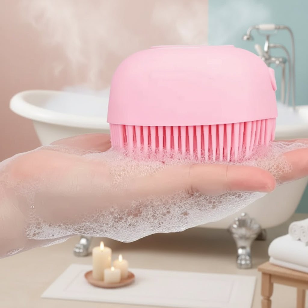 Silicone Bath Body Brush, Exfoliating Body Scrub Brush with Soap Dispenser, Ultra Soft