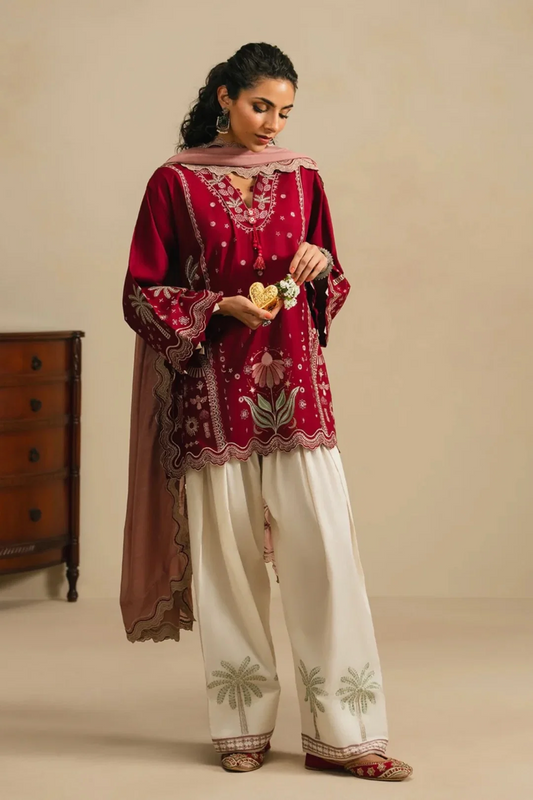 Rosé Royale – Embroidered 3PC Farshi Shalwar Set