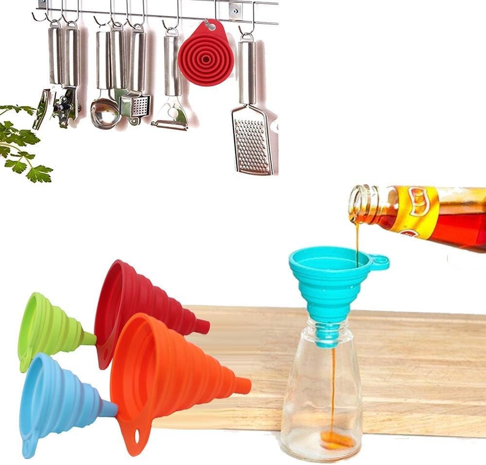 Silicone Collapsible Funnel ,Flexible-Foldable-Cooking-Food-Grade Funnels for Filling Small or Mini Bottles