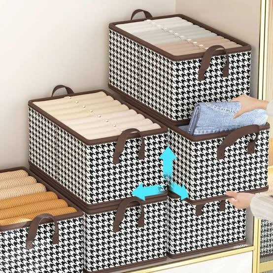 Foldable washable wadrobe Storage Box Folding Basket With Frame Clothing Organizer