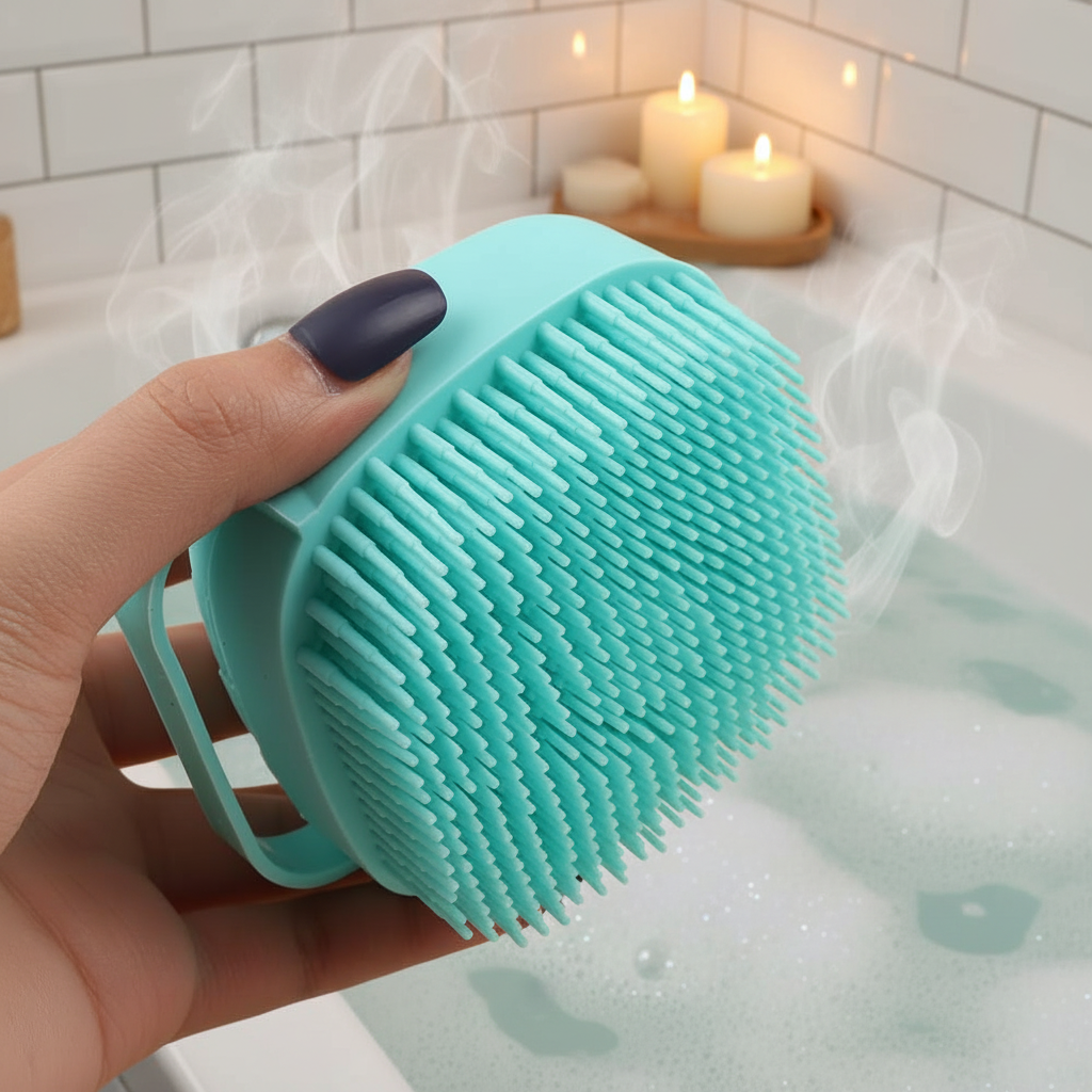 Silicone Bath Body Brush, Exfoliating Body Scrub Brush with Soap Dispenser, Ultra Soft