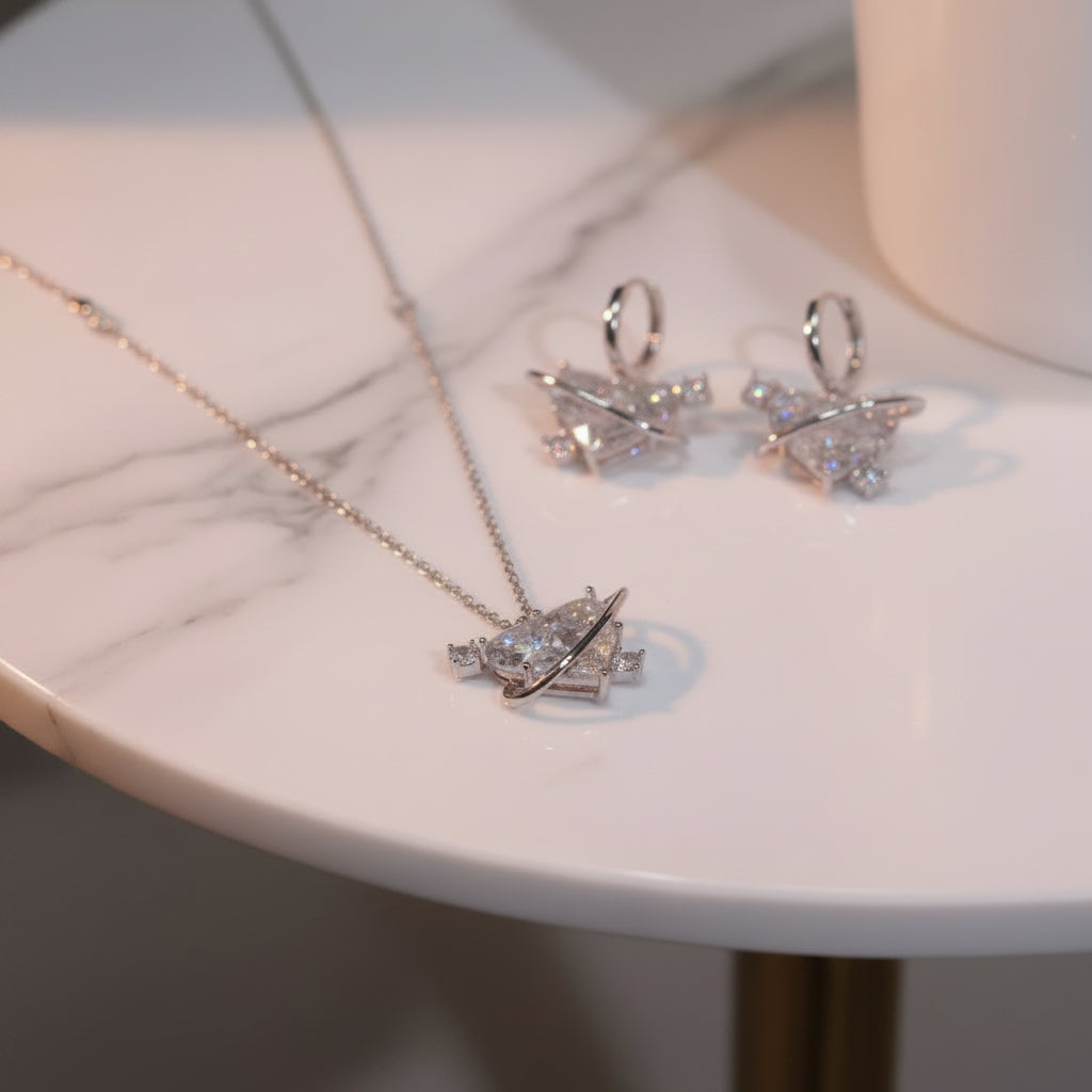 Heart Pendant Pink Crystal Necklace For Women Girl Elegant