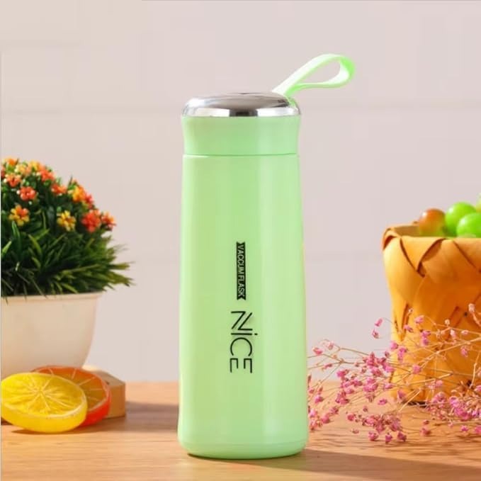 Water Bottle, 400ml Glass Bottle with Silicone Plastic Shell, Leak Proof, BPA Free