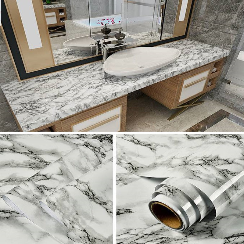 Self Adhesive Black / White Marble Sheet for Kitchen - Anti Oil and Heat Resistant Wallpaper